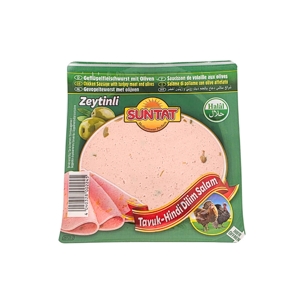 Suntat Hähnchen-Salami-Scheiben mit Truthahn und grünen Oliven 200g