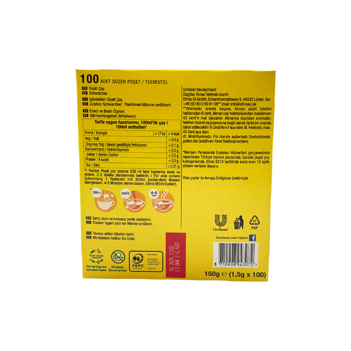 Lipton Schwarztee 100 Teebeutel - Otlob