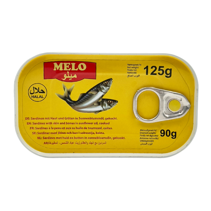 MELO Sardinen in Sonnenblumenöl, gekocht 125g - Otlob